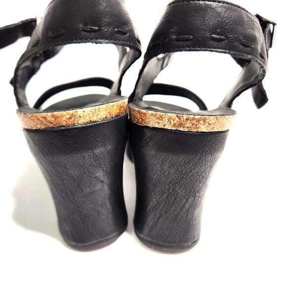 Pierre Dumas Hester-12 Wedge Sandals Size 8 Double-Buckle Vegan Faux Leather - Picture 4 of 16